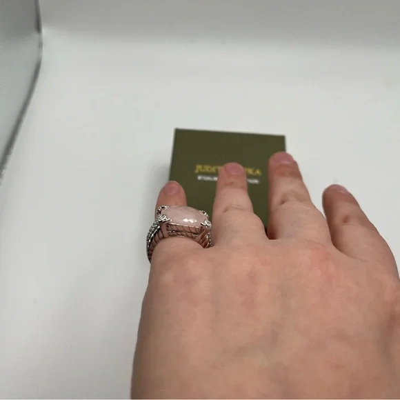 Judith Ripka Sterling Diamonique Rose Quartz Doublet Ring Size 5 - Picture 10 of 10